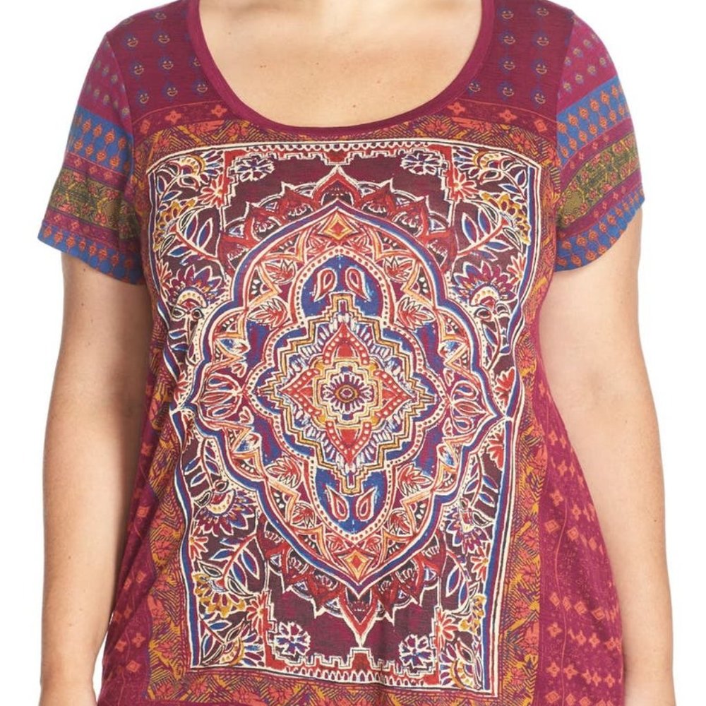 Lucky Brand Persian Tee -Burgandy- NWT - Picture 3 of 8